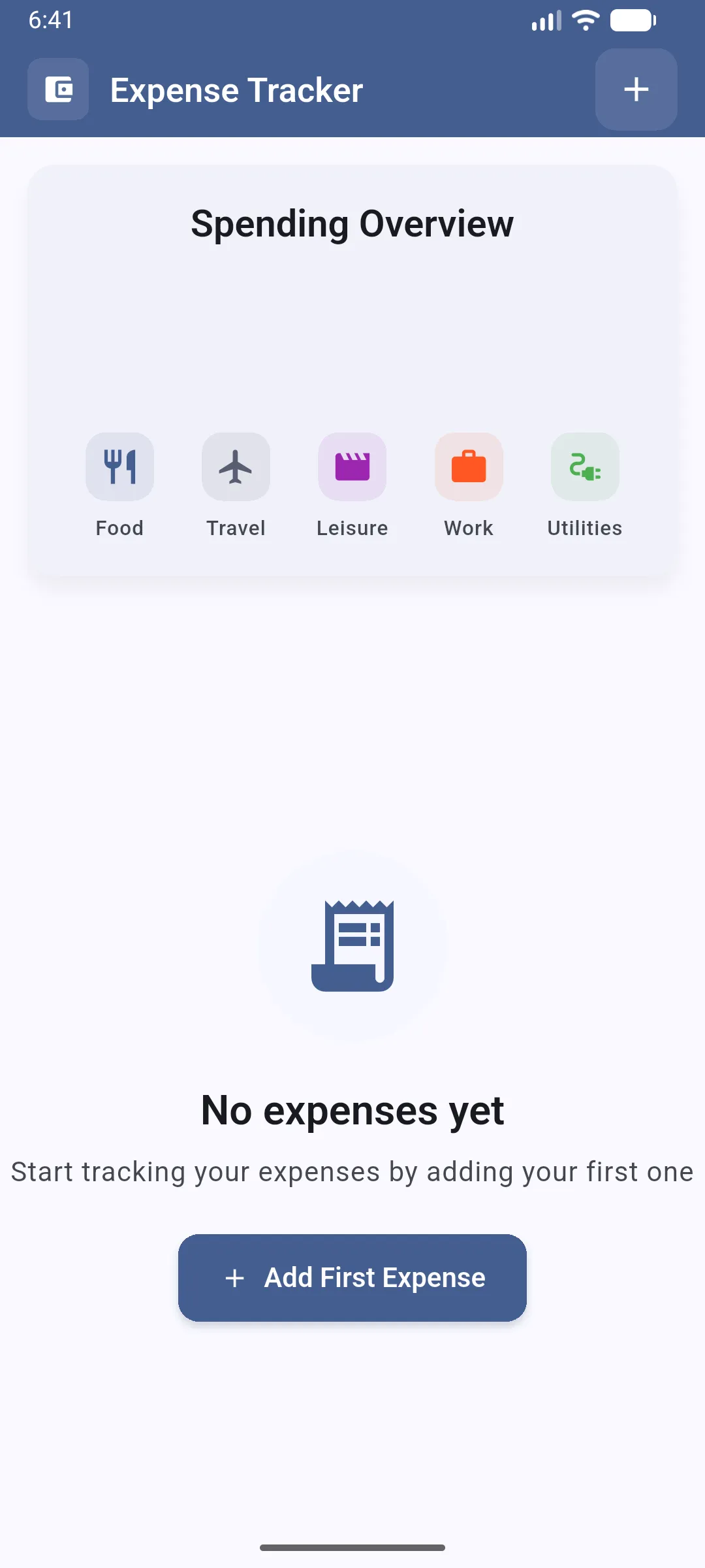 Expense Tracker Main Screen